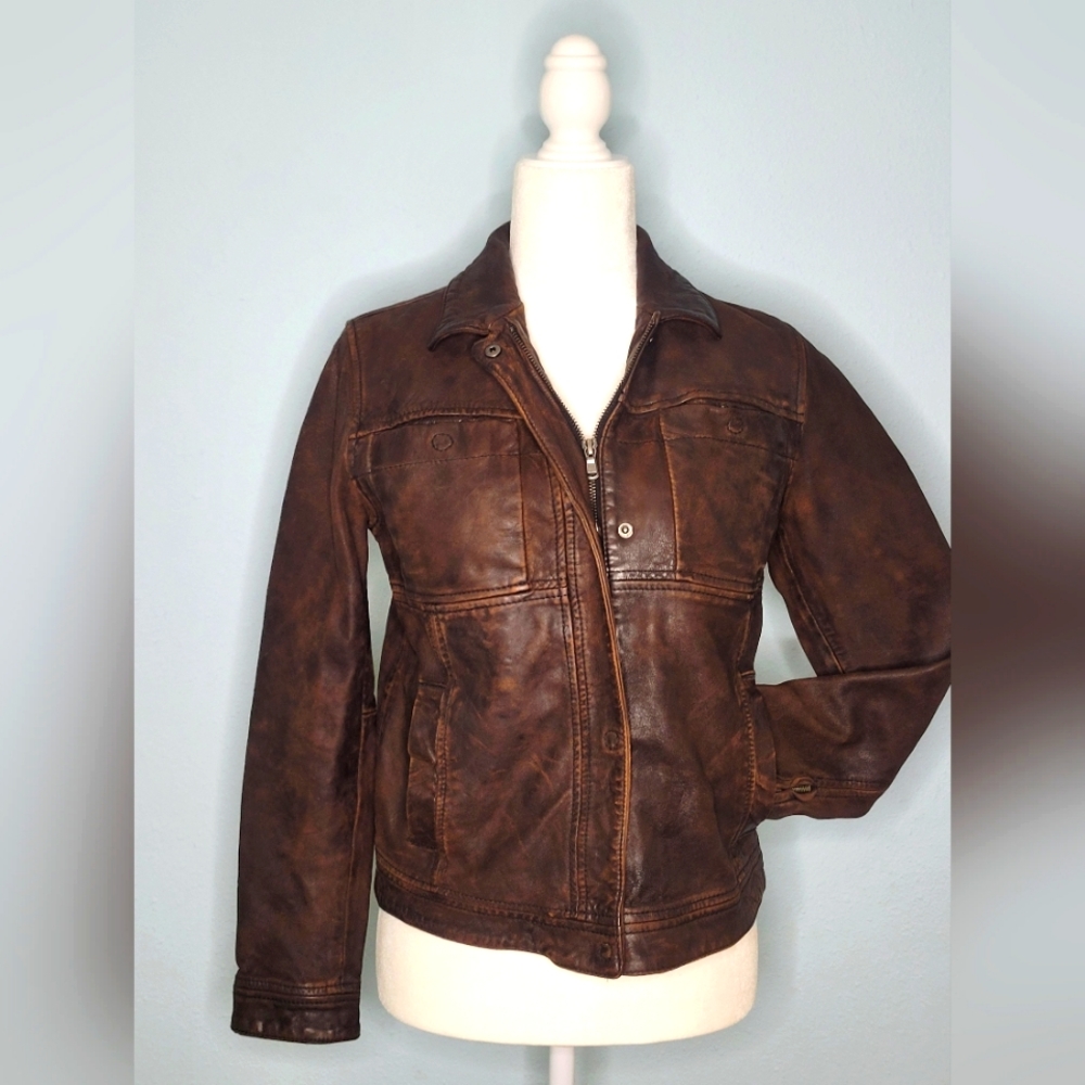 Carbon2Cobalt Leather Moto Jacket